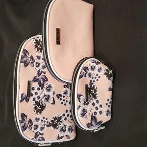 Joan & David Cosmetic Bag set of 3 in peach and grey floral